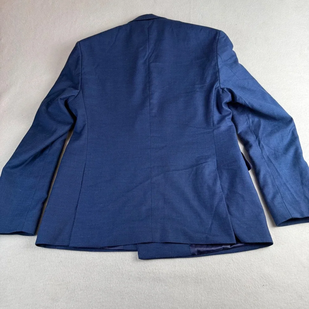 Luis Armoni Men's Blue Double Breasted Blazer Gold Crest Buttons 50 40R